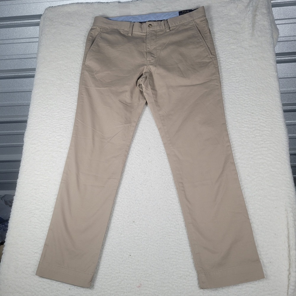Polo Ralph Lauren Chino Pants Mens 33x30 Tan Slim Stretch Cotton Twill Khakis